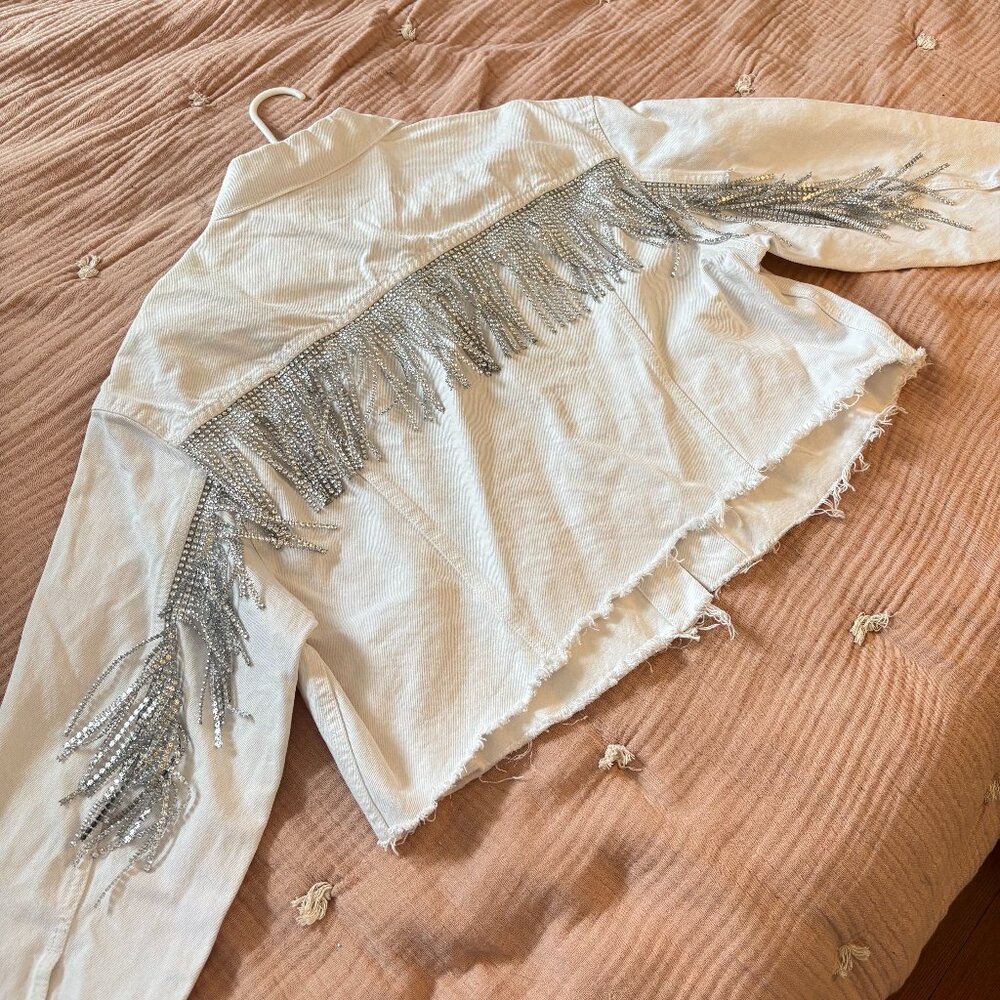 Crystal Fringe Denim Jacket